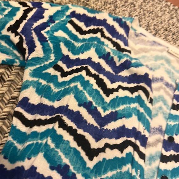 Blue Patterned Button Up Cardigan - Picture 4 of 14